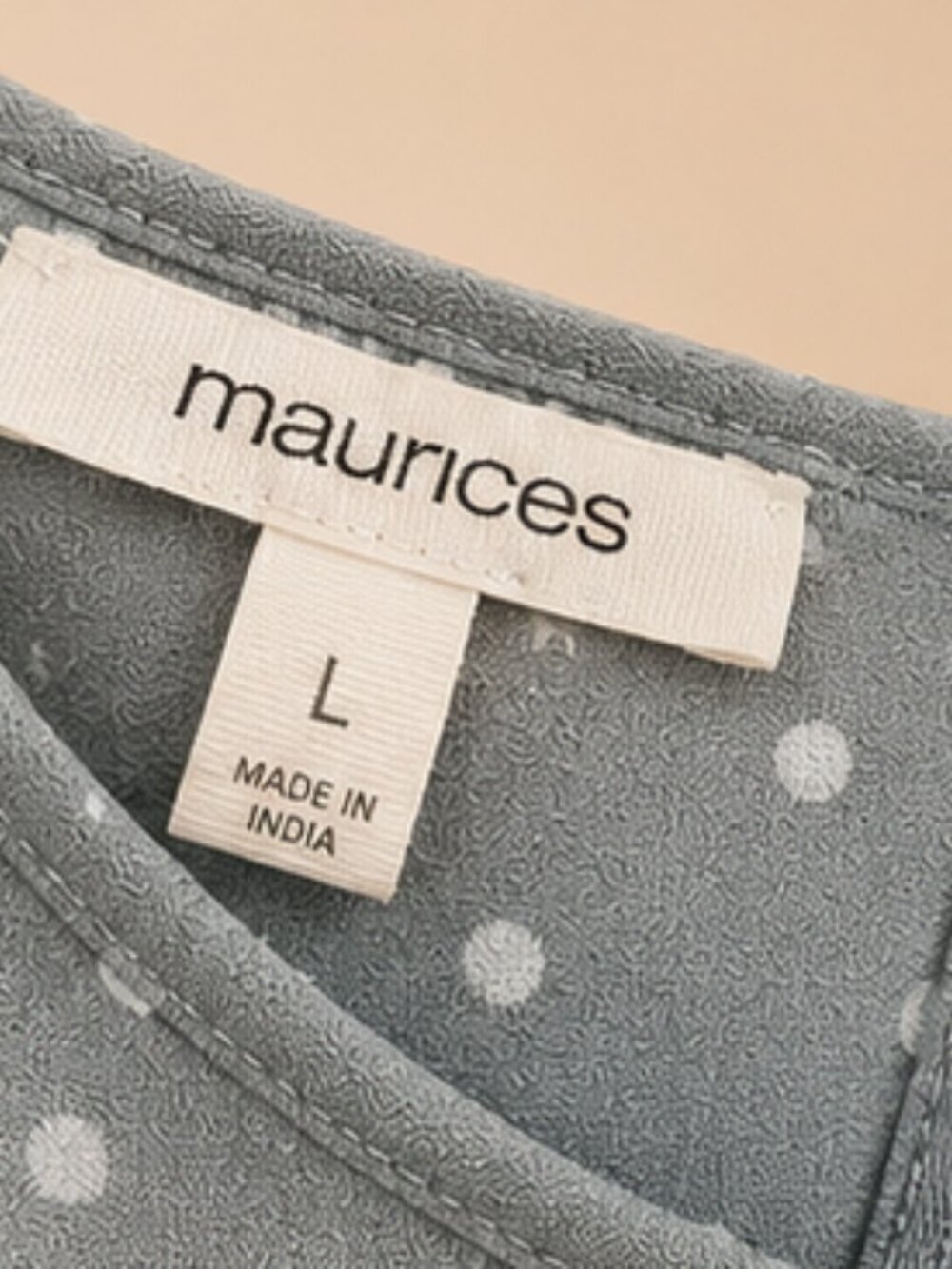 Maurices Blue Gray Polka Dot Sleeveless Blouse Size Large High Low Tank Top - Picture 5 of 5